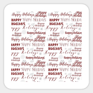 Happy Holidays Cute Simple Lettering Pattern Red Gray Sticker